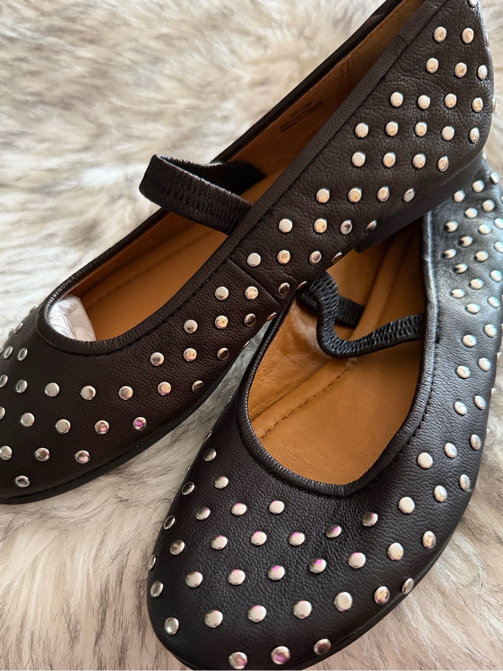 FRYE New EMMA Studded Black Mary Jane Ballet Flats